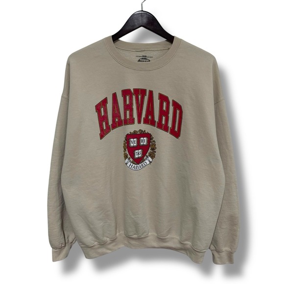Harvard Men's Graphic Logo Crewneck Sweatshirt Beige Size XL 25 x 27 - Picture 1 of 4